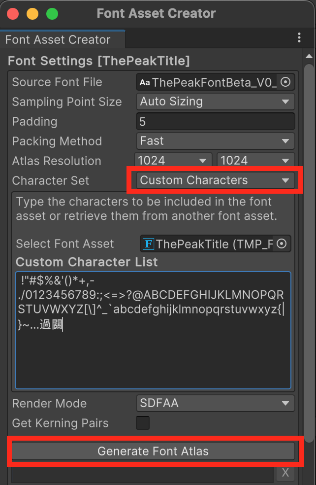 Font Asset Creator