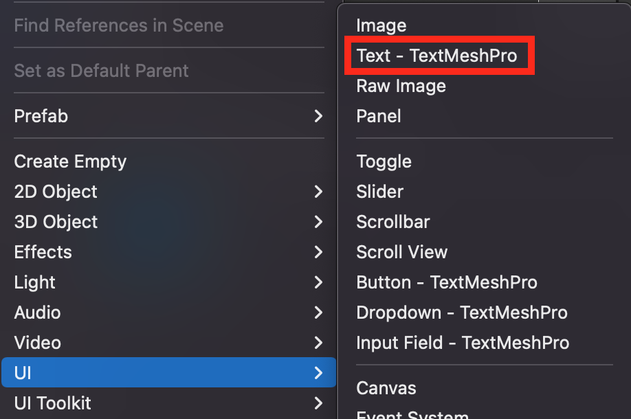 Create TextMeshPro