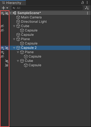 Scene Visibility Icons Hierarchy