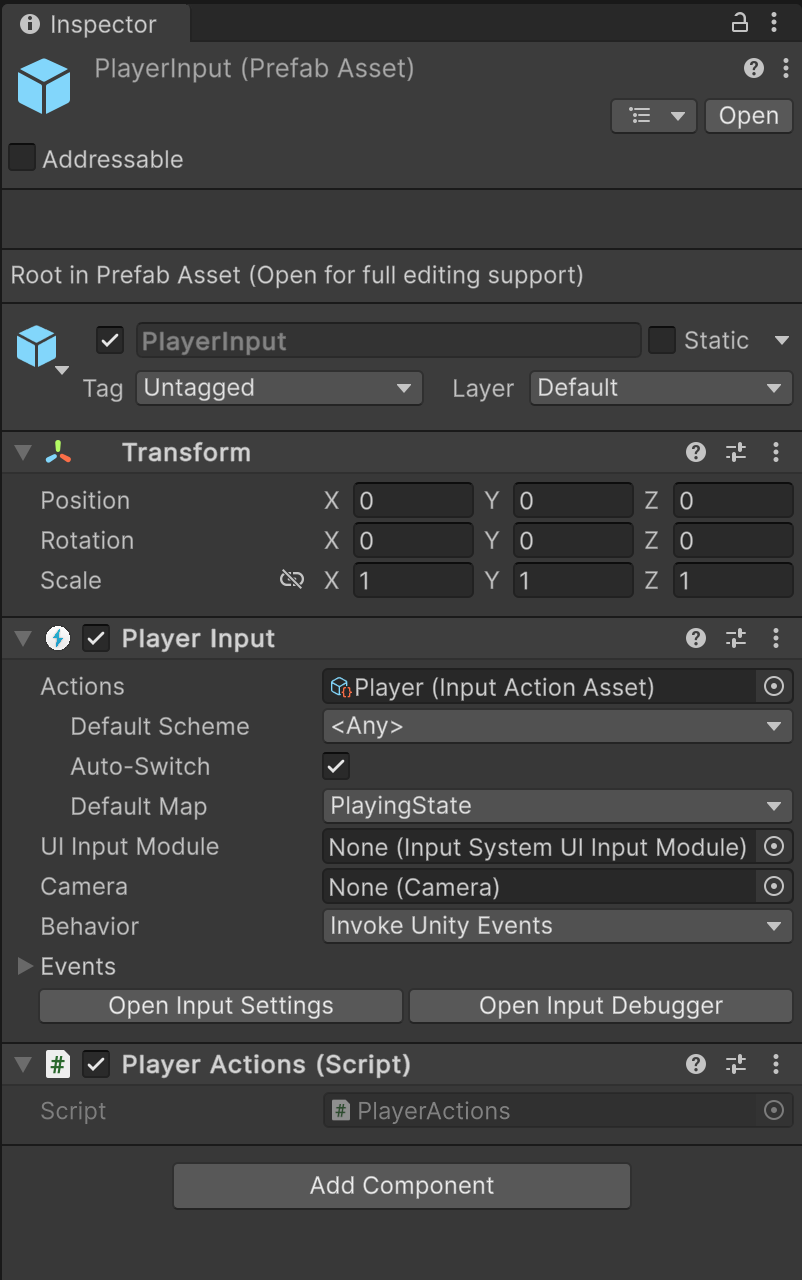 GameObject with Player Input