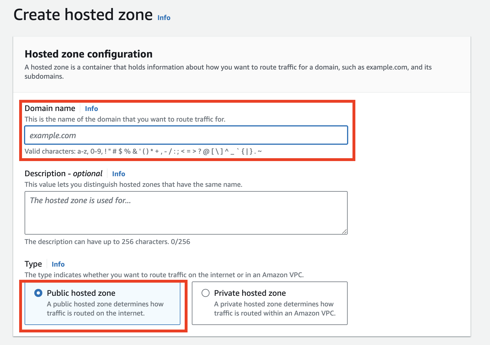 Create hosted zone