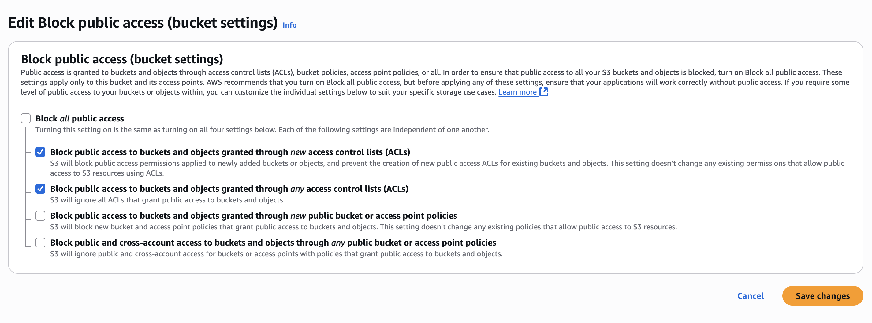 Edit Block public access